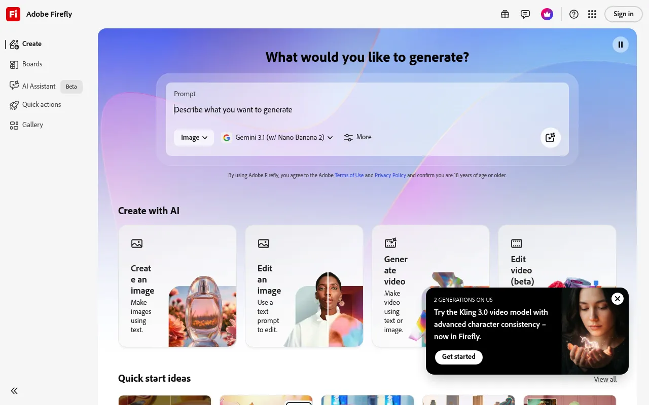 Adobe Firefly screenshot