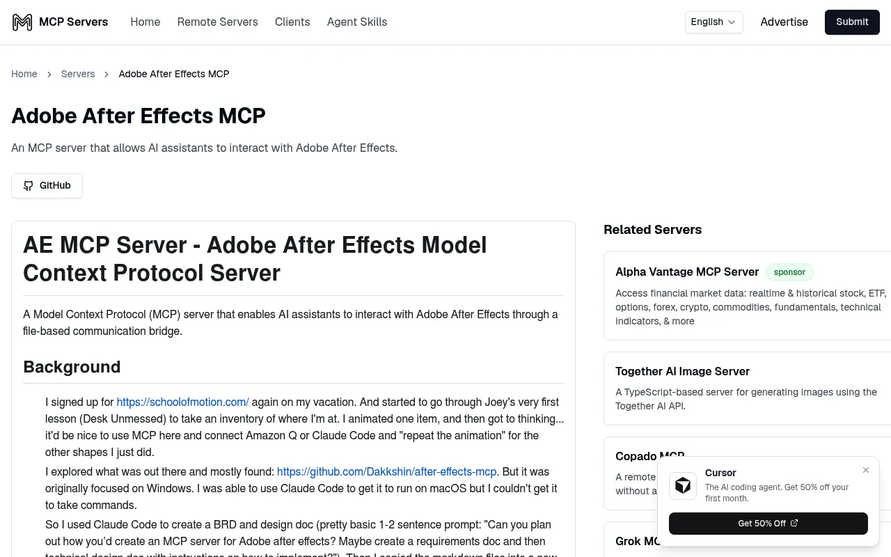 AE MCP Server screenshot