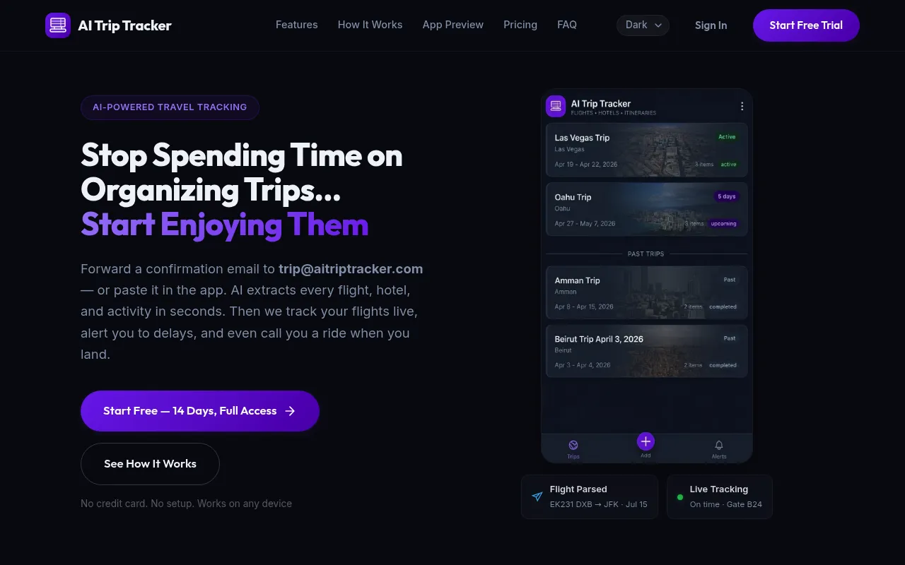 AI Trip Tracker screenshot