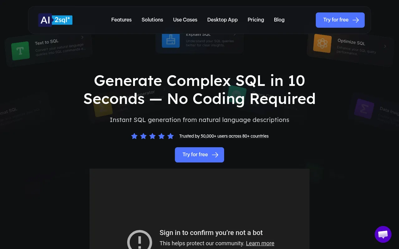 AI2SQL screenshot