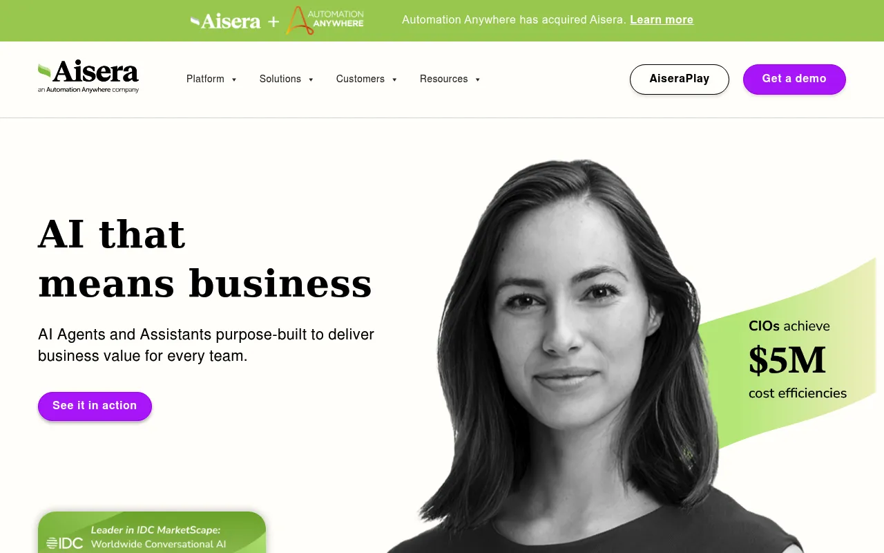 Aisera screenshot