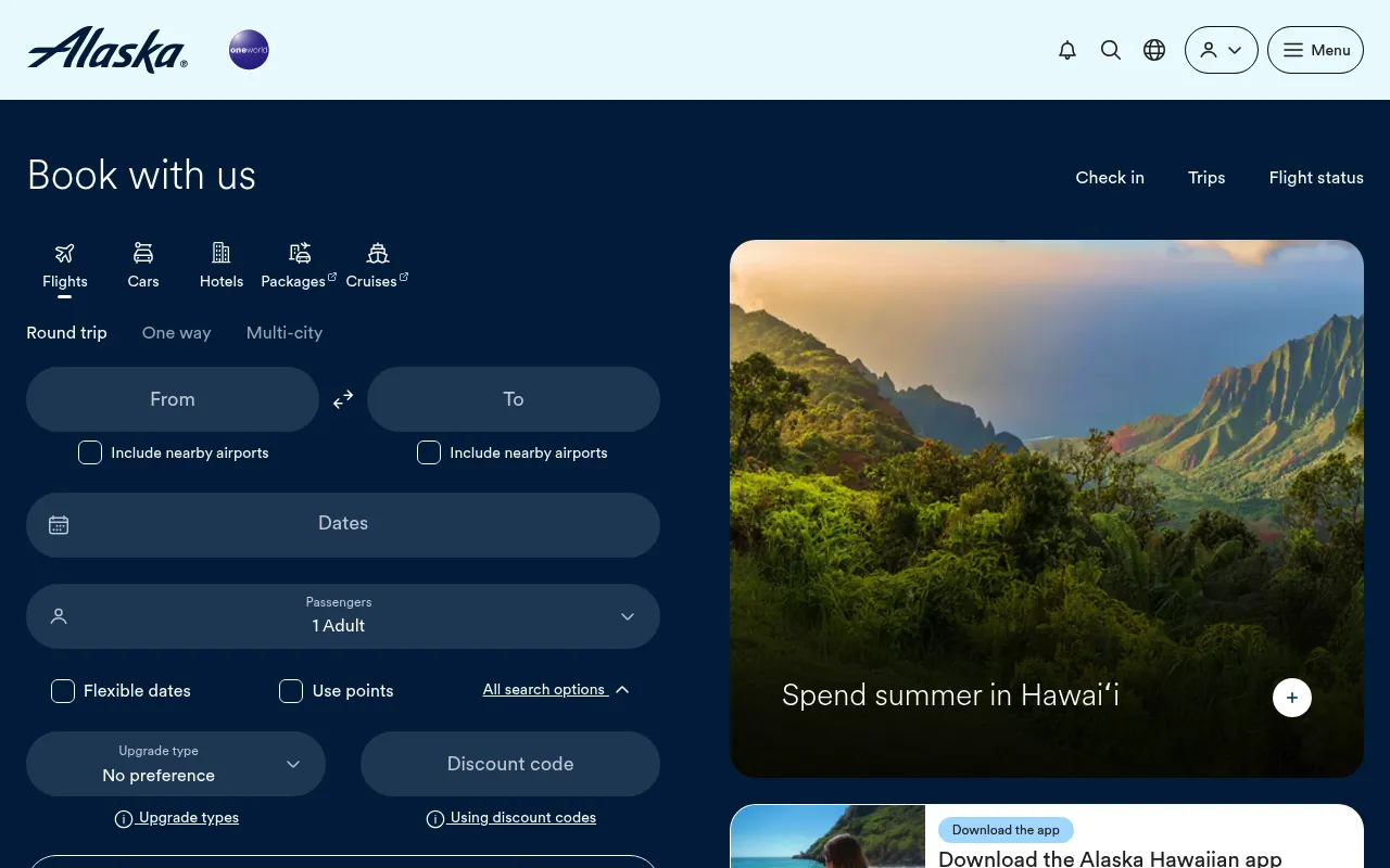Alaska Airlines screenshot
