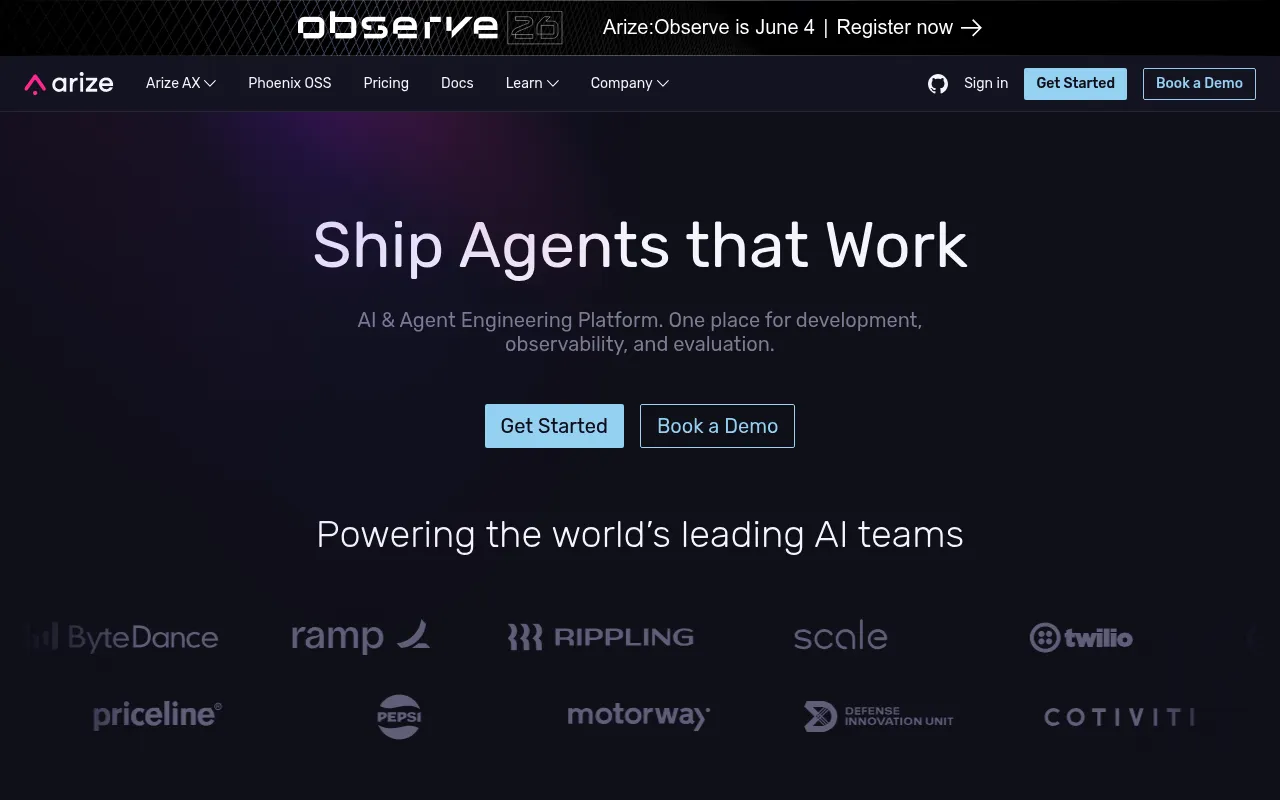 Arize AI screenshot