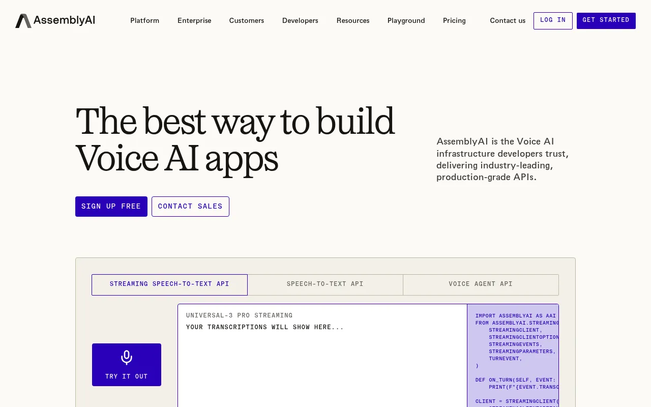 AssemblyAI screenshot