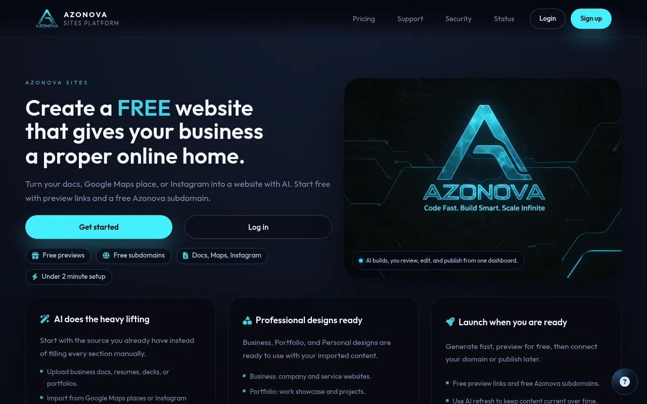 Azonova Sites screenshot