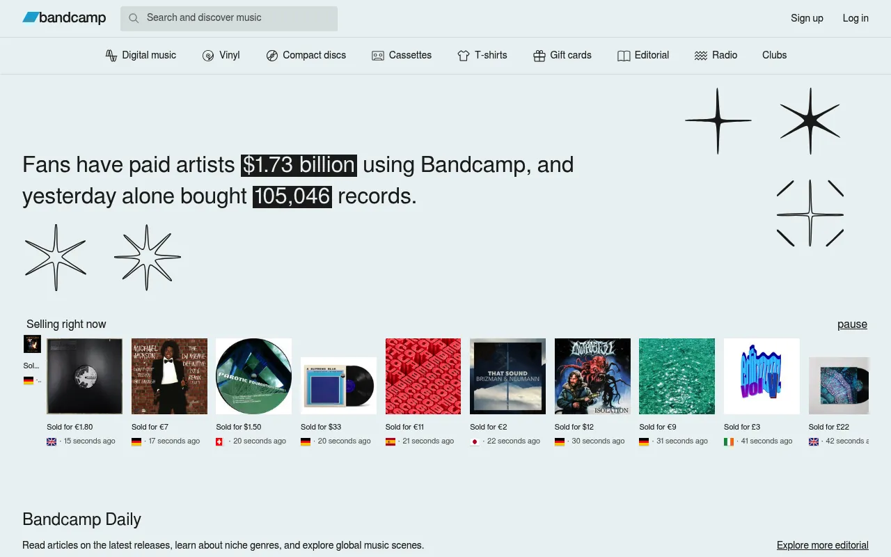 Bandcamp screenshot