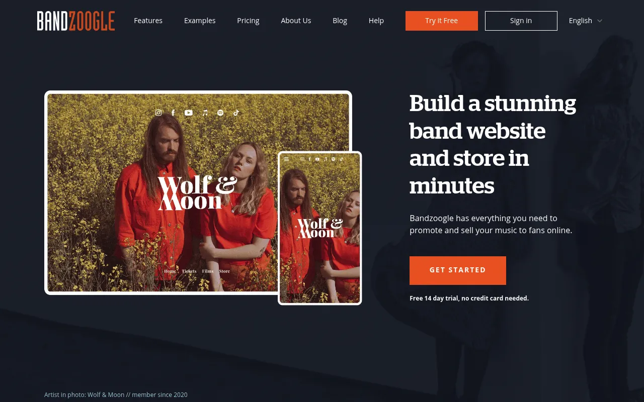 Bandzoogle screenshot