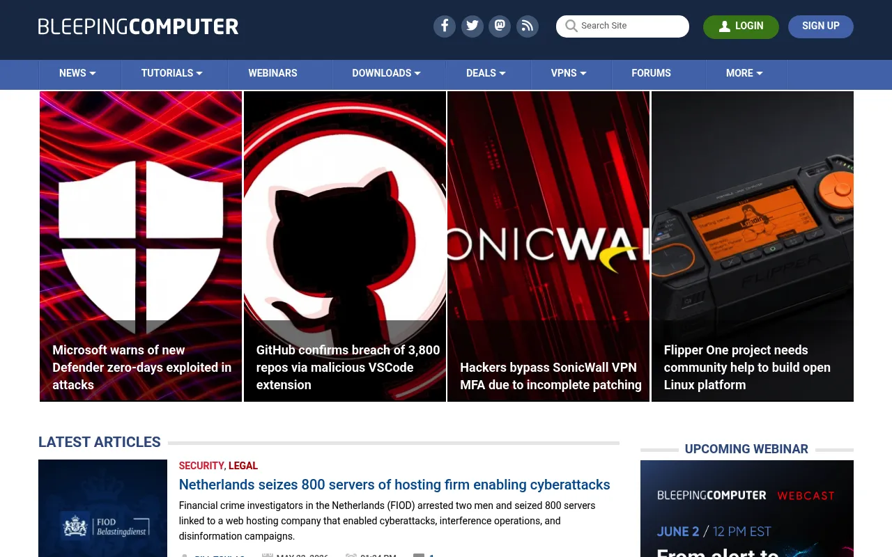 BleepingComputer screenshot