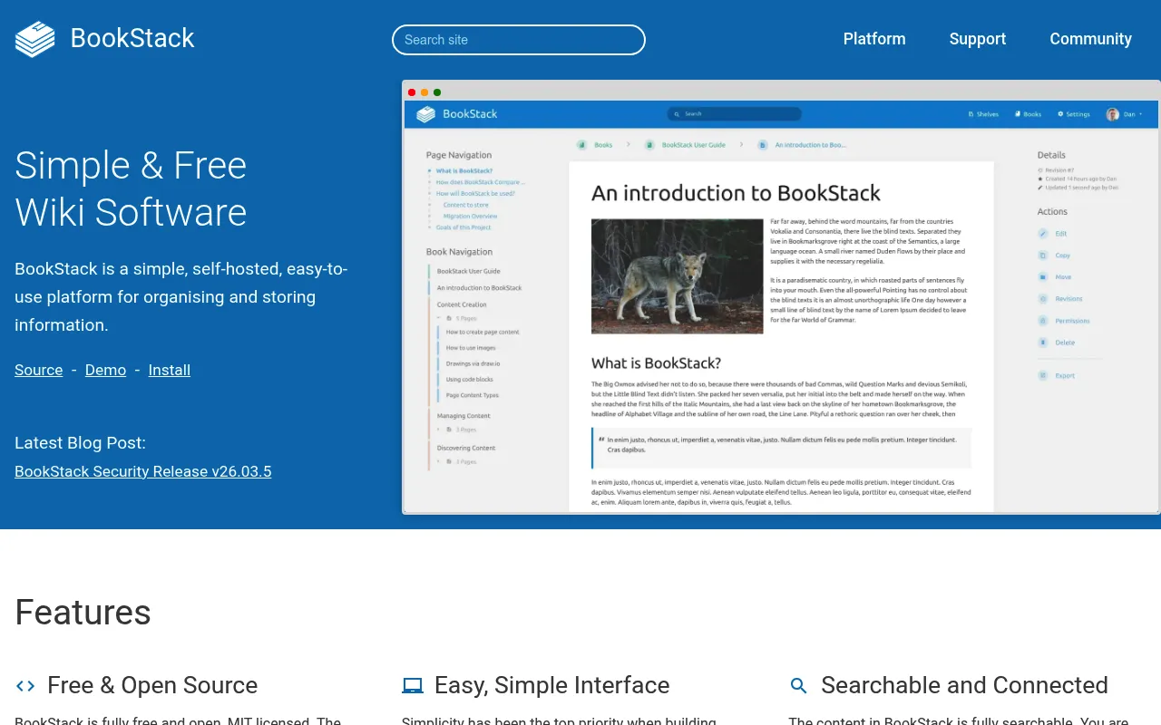 BookStack screenshot