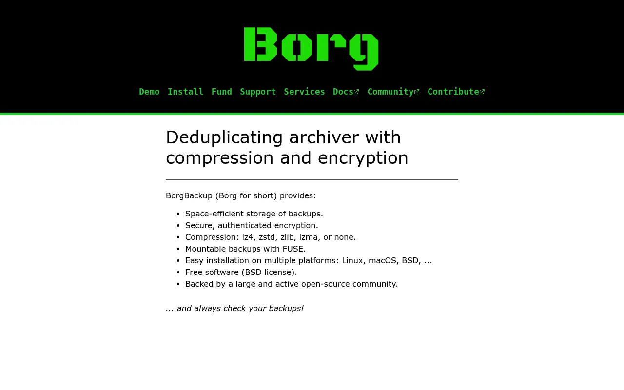 BorgBackup screenshot