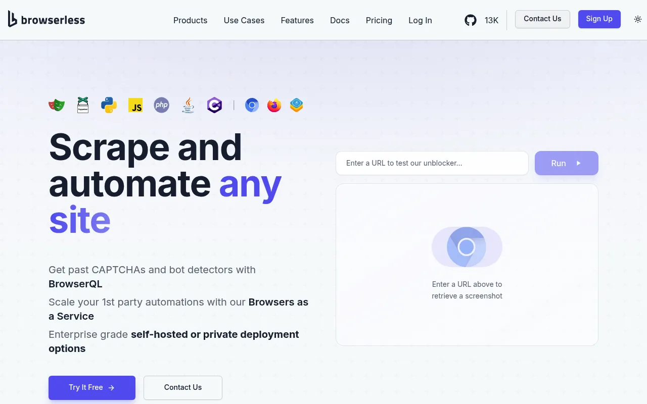 Browserless screenshot