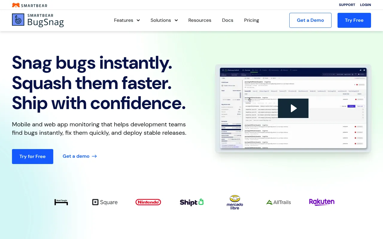 BugSnag screenshot