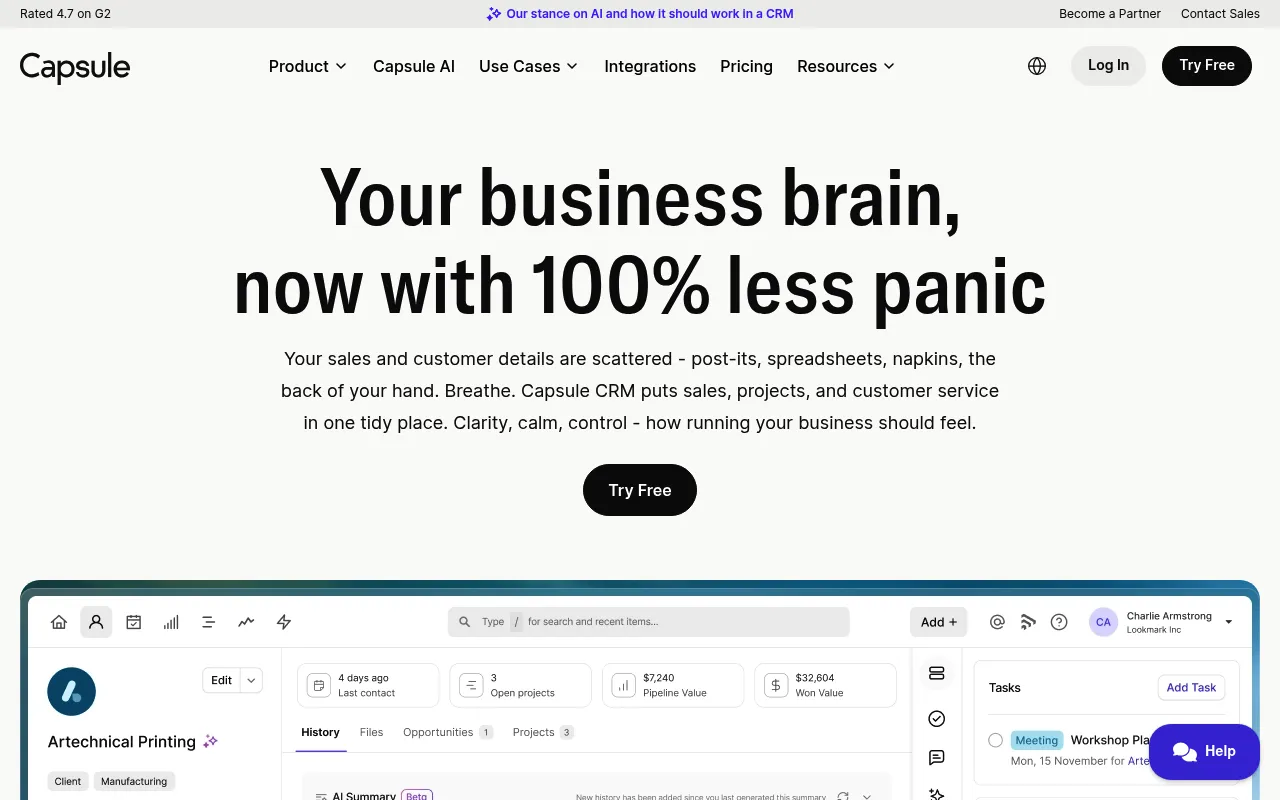 Capsule CRM screenshot
