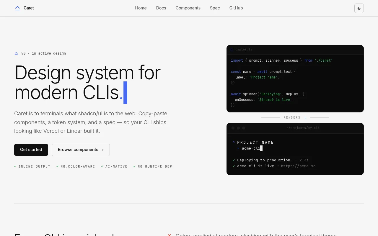 Caret screenshot