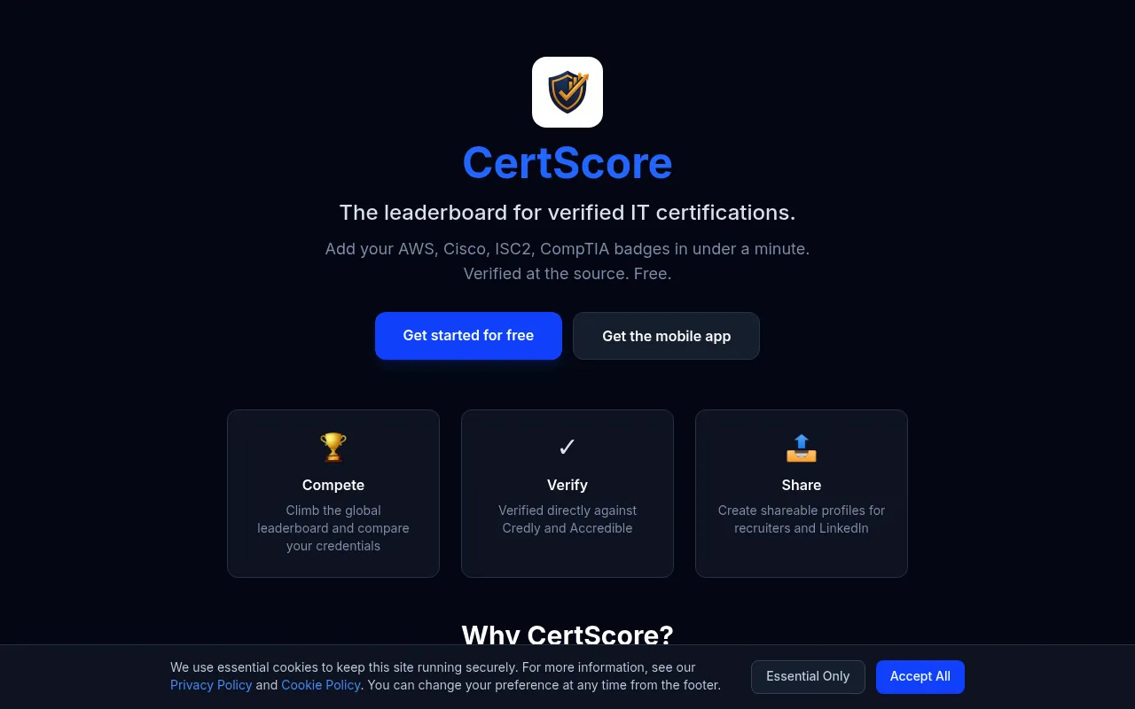 CertScore screenshot