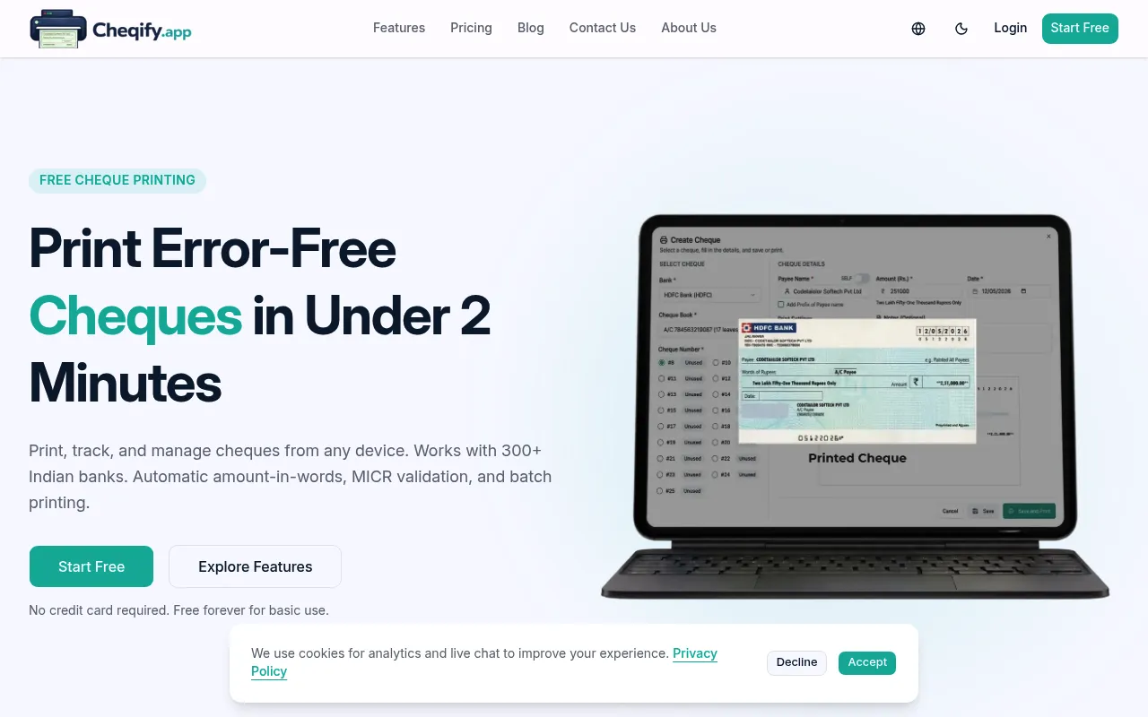 Cheqify screenshot