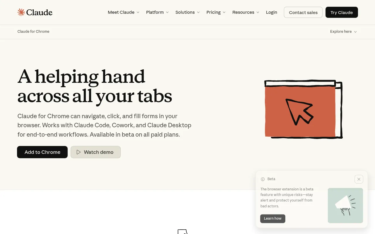 Claude for Chrome screenshot