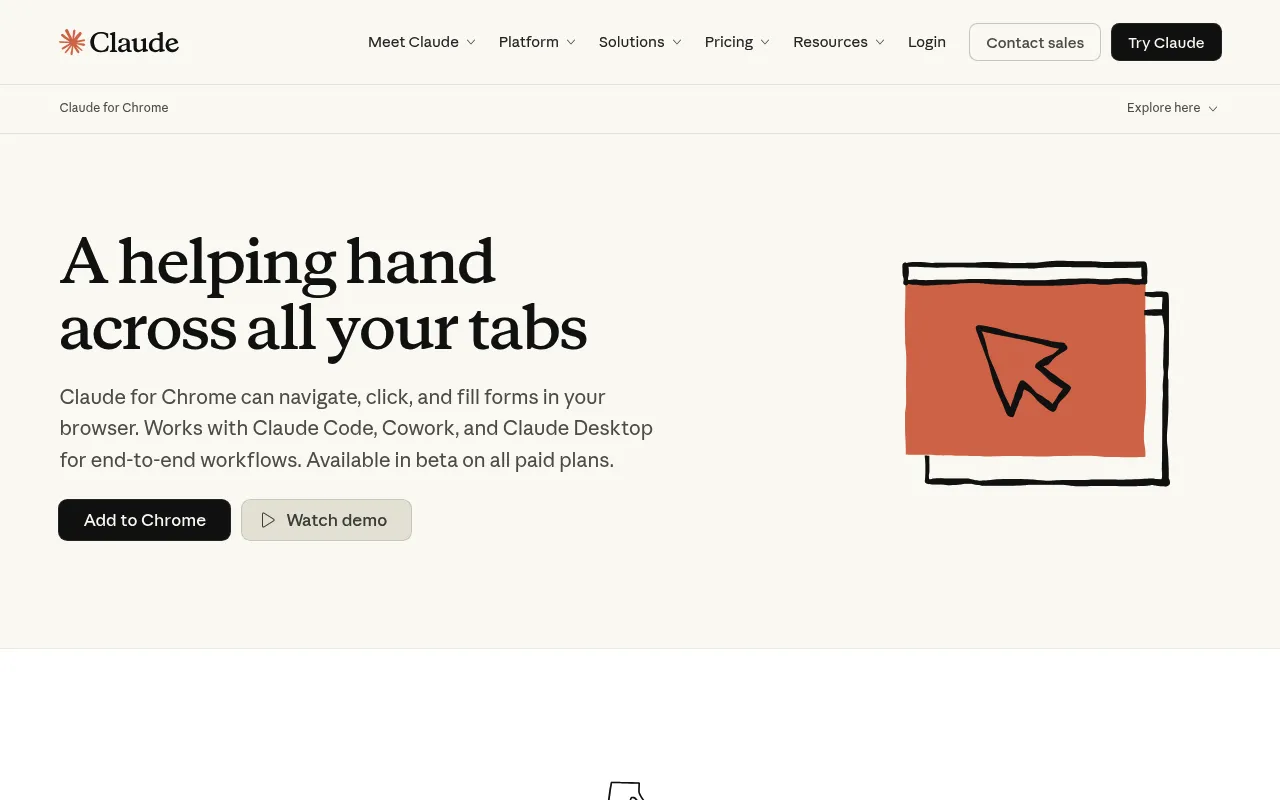 Claude for Chrome screenshot