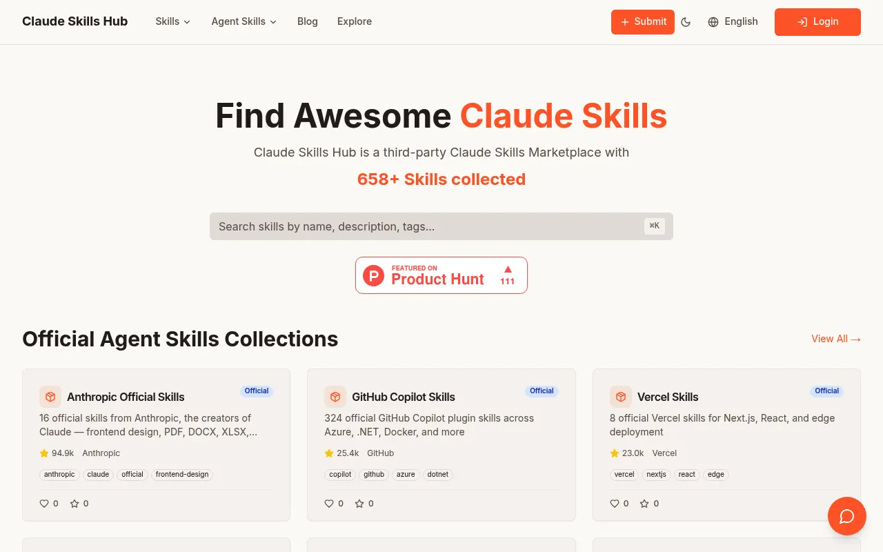 Claude Skills Marketplace screenshot