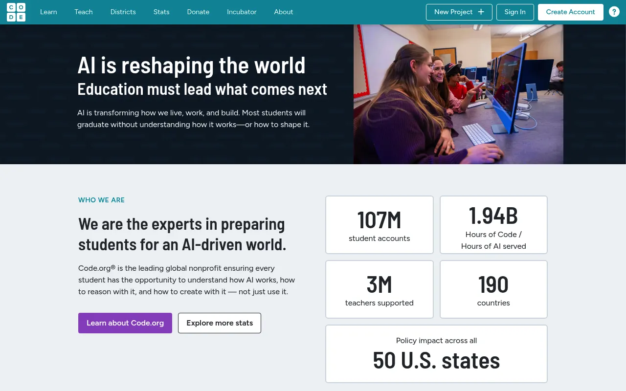 Code.org screenshot