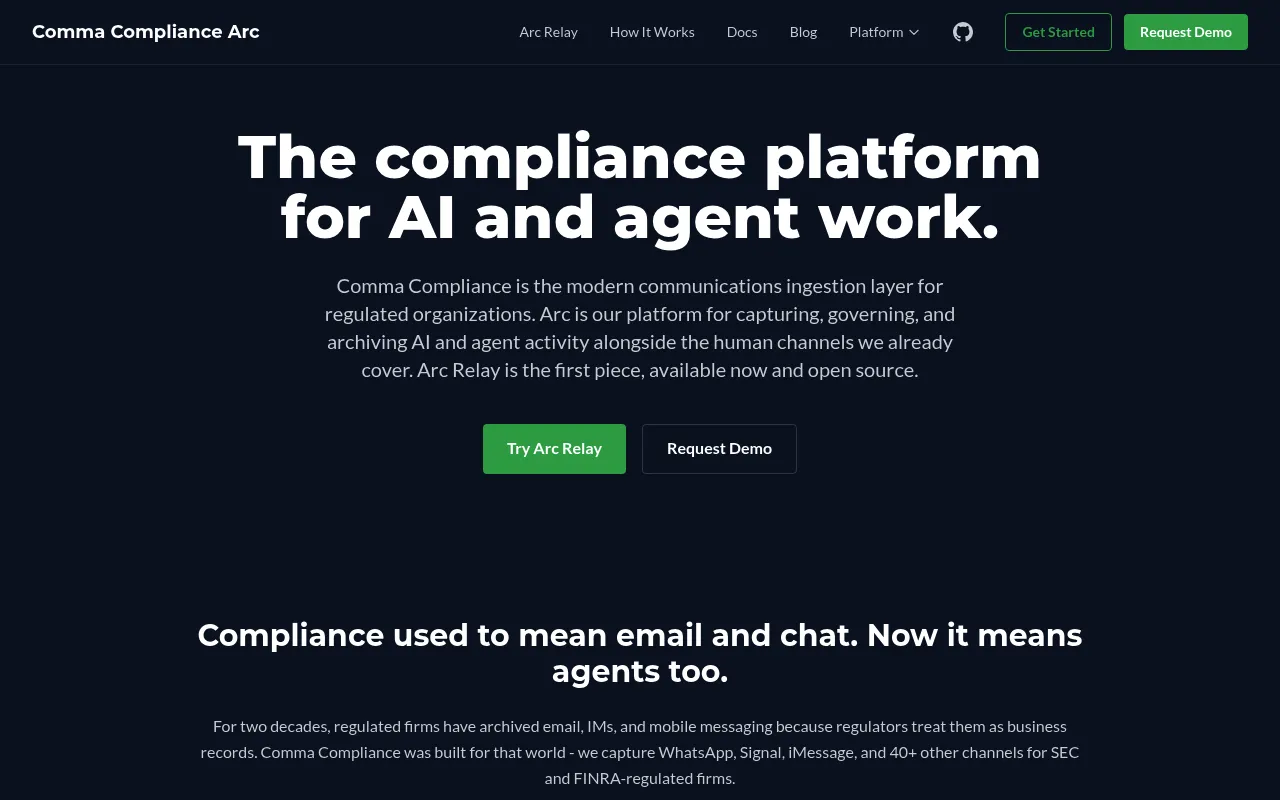 Comma Compliance Arc screenshot
