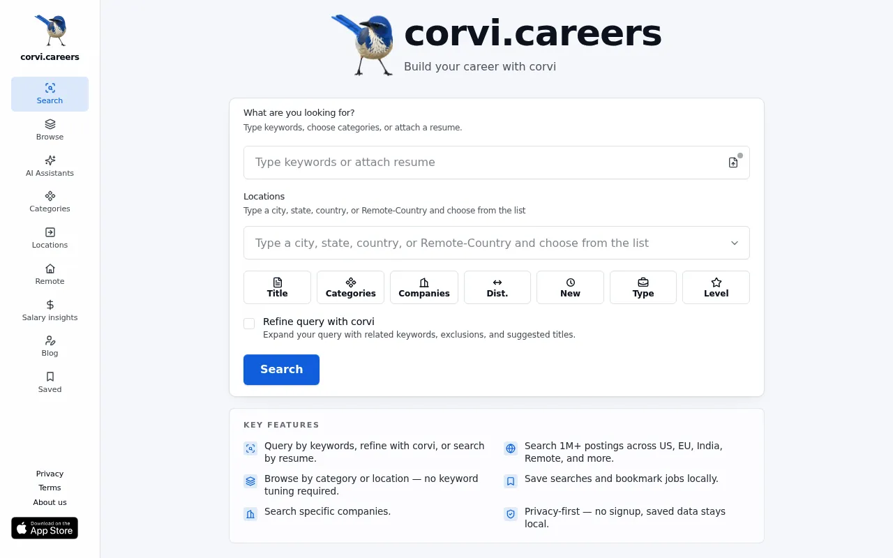 corvi.careers screenshot