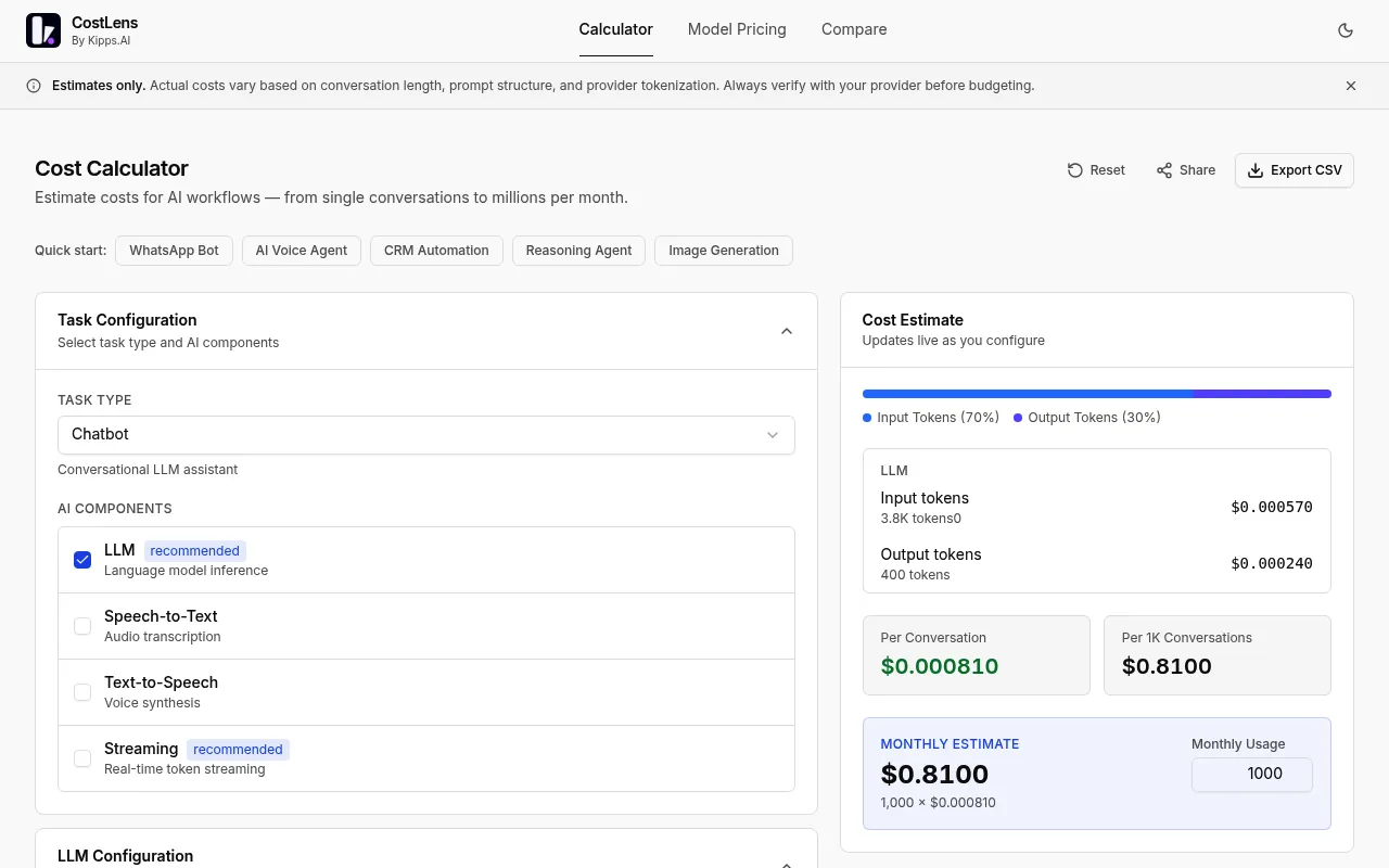 CostLens screenshot