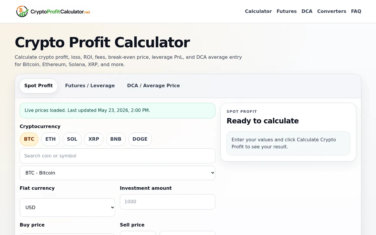 Crypto Profit Calculator screenshot