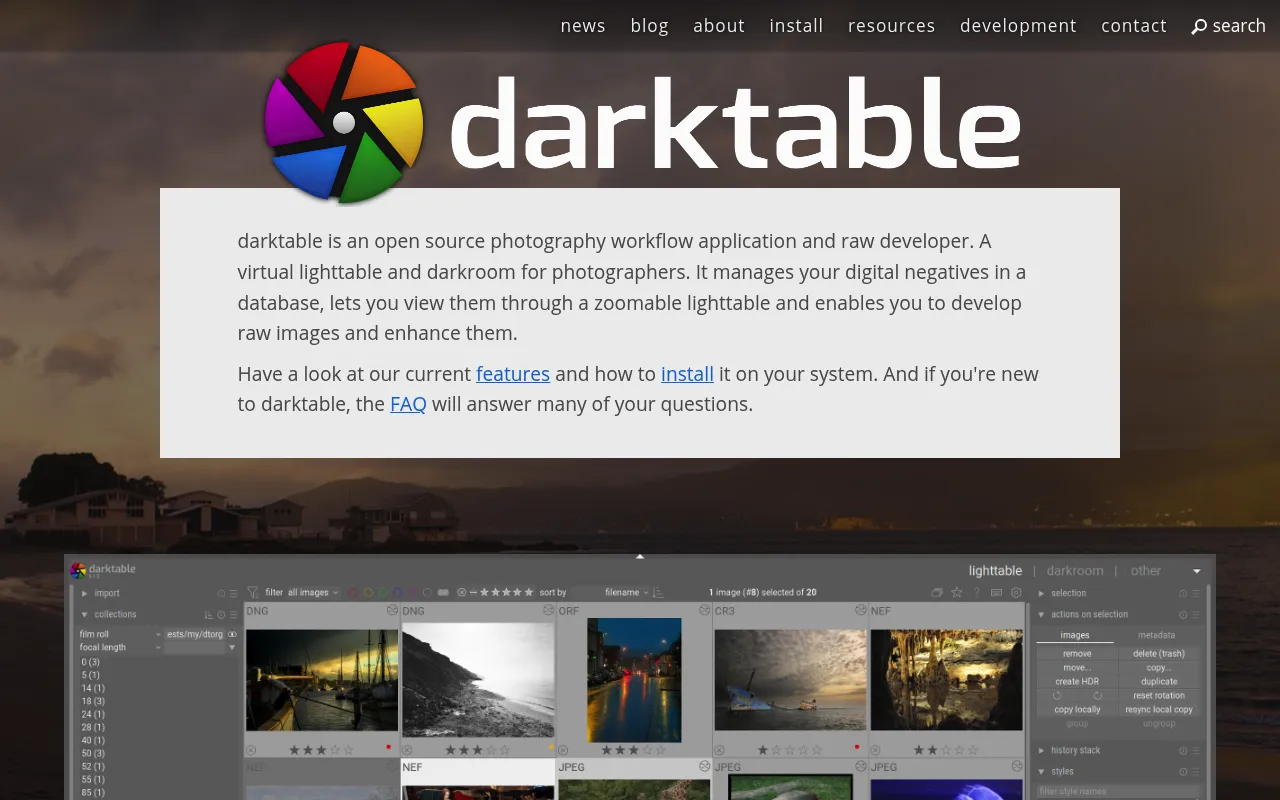 darktable screenshot
