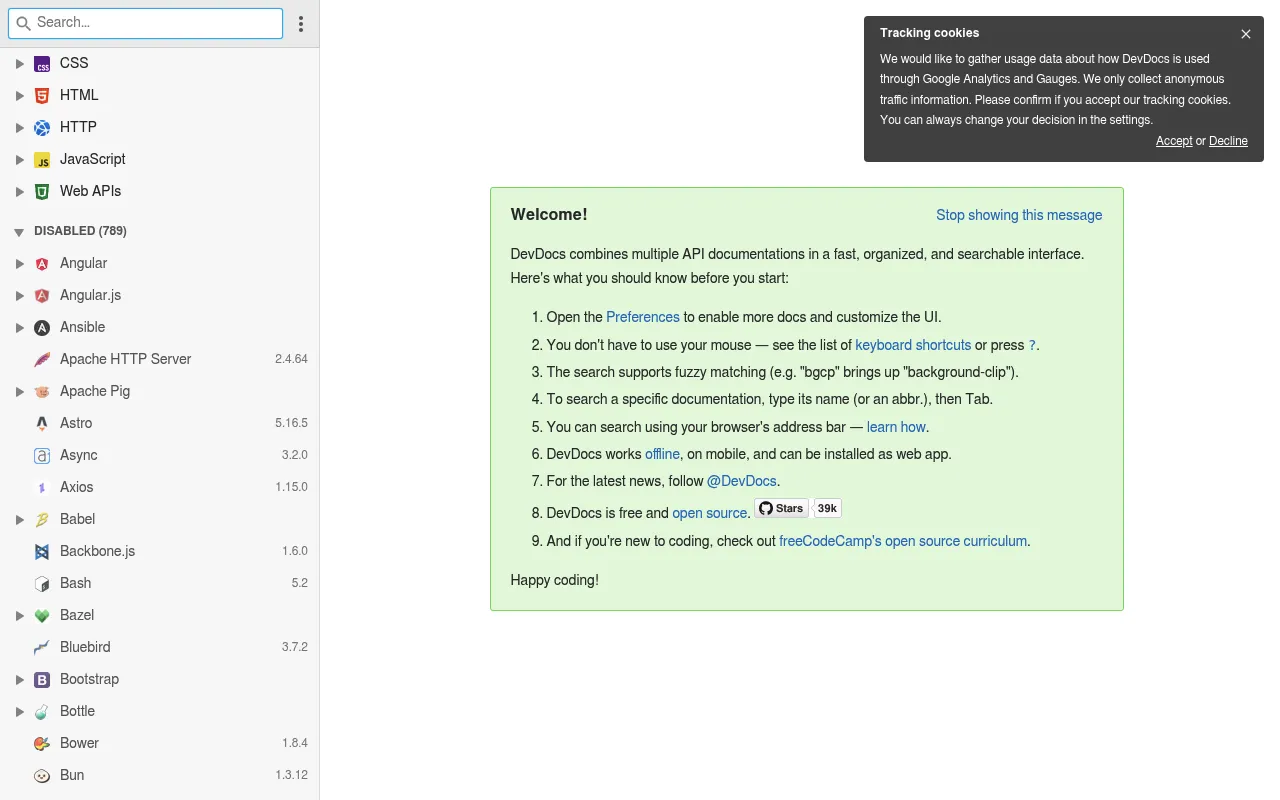 DevDocs screenshot