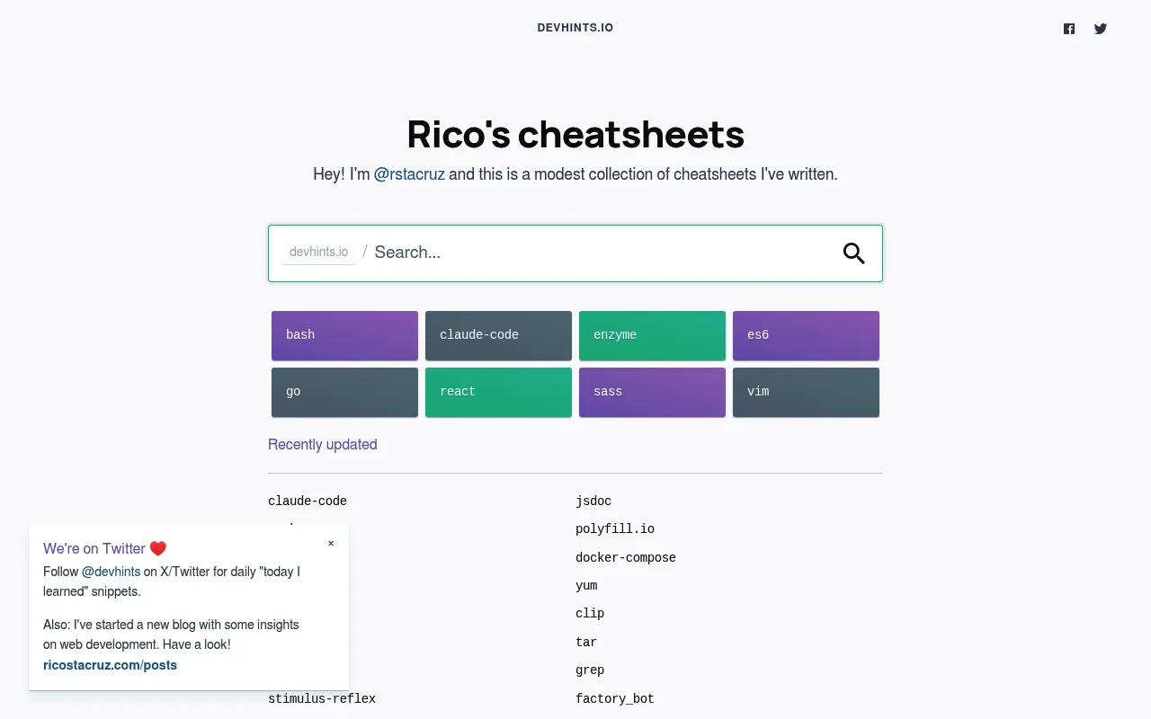 Devhints screenshot