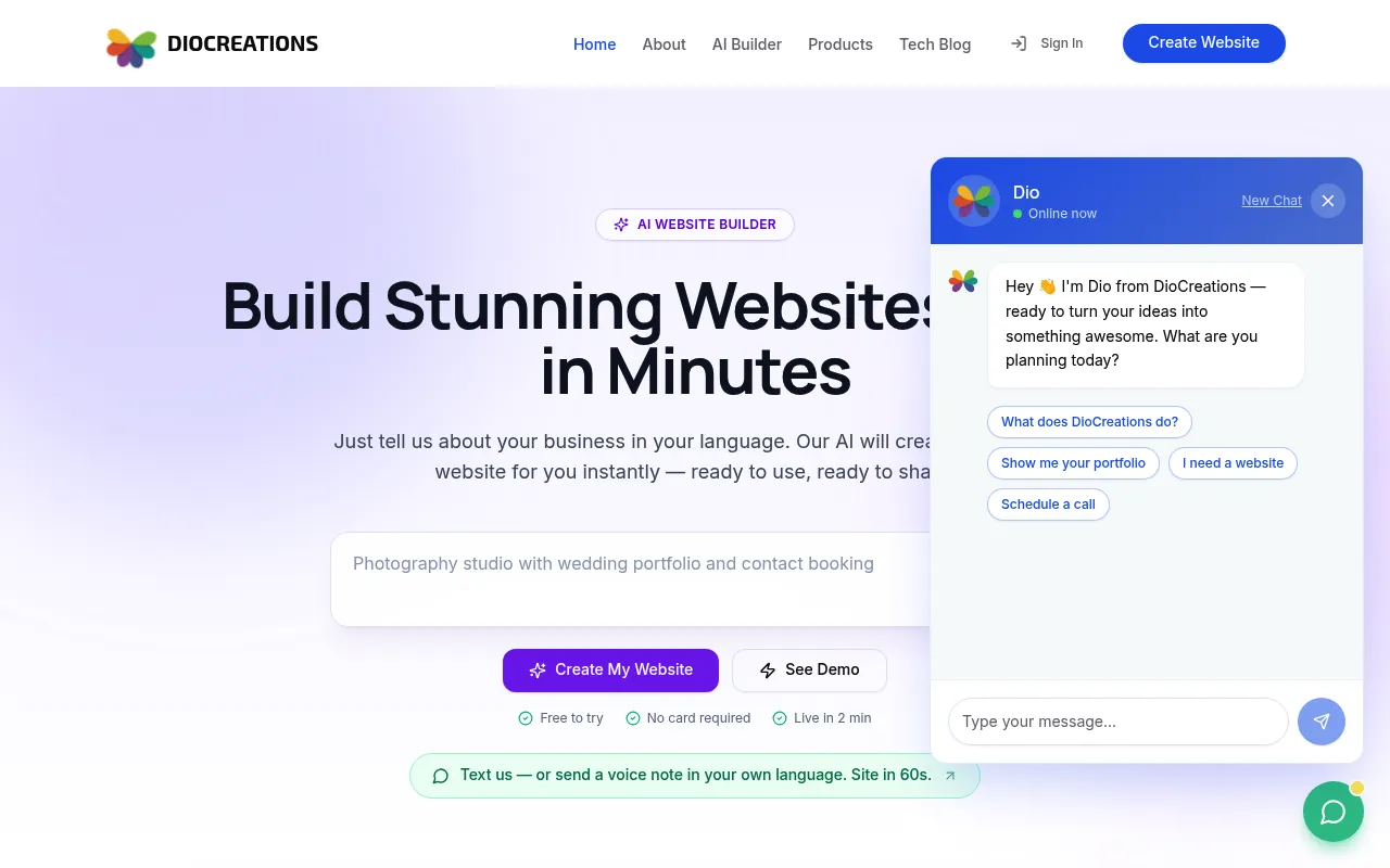 DIOCREATIONS screenshot