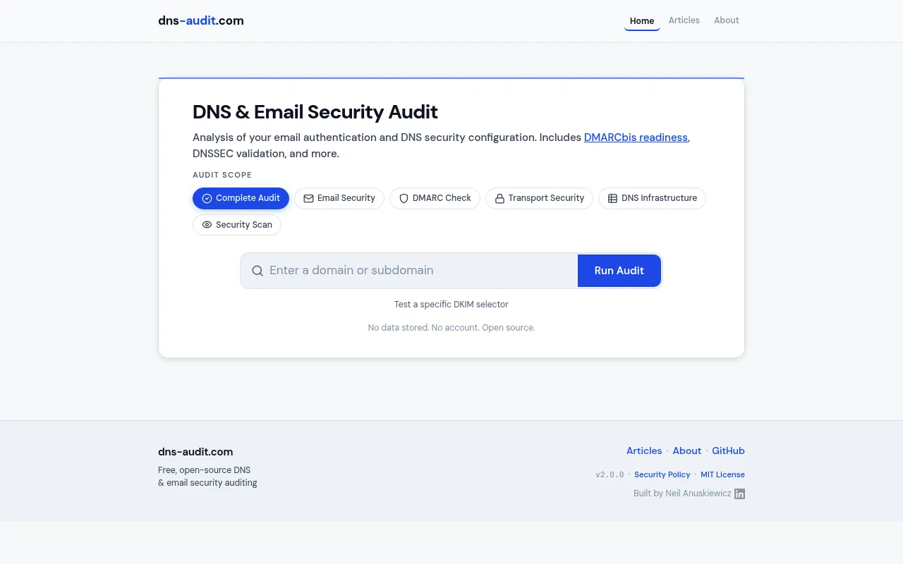 DNS Security Auditor screenshot