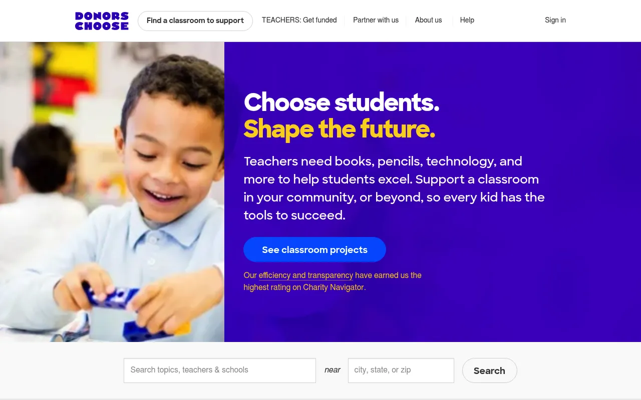 DonorsChoose screenshot