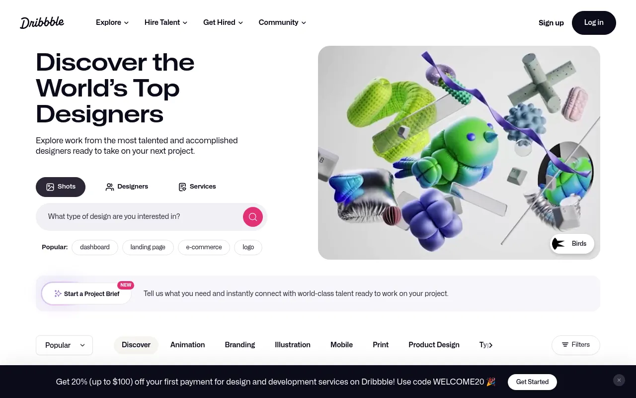 Dribbble screenshot