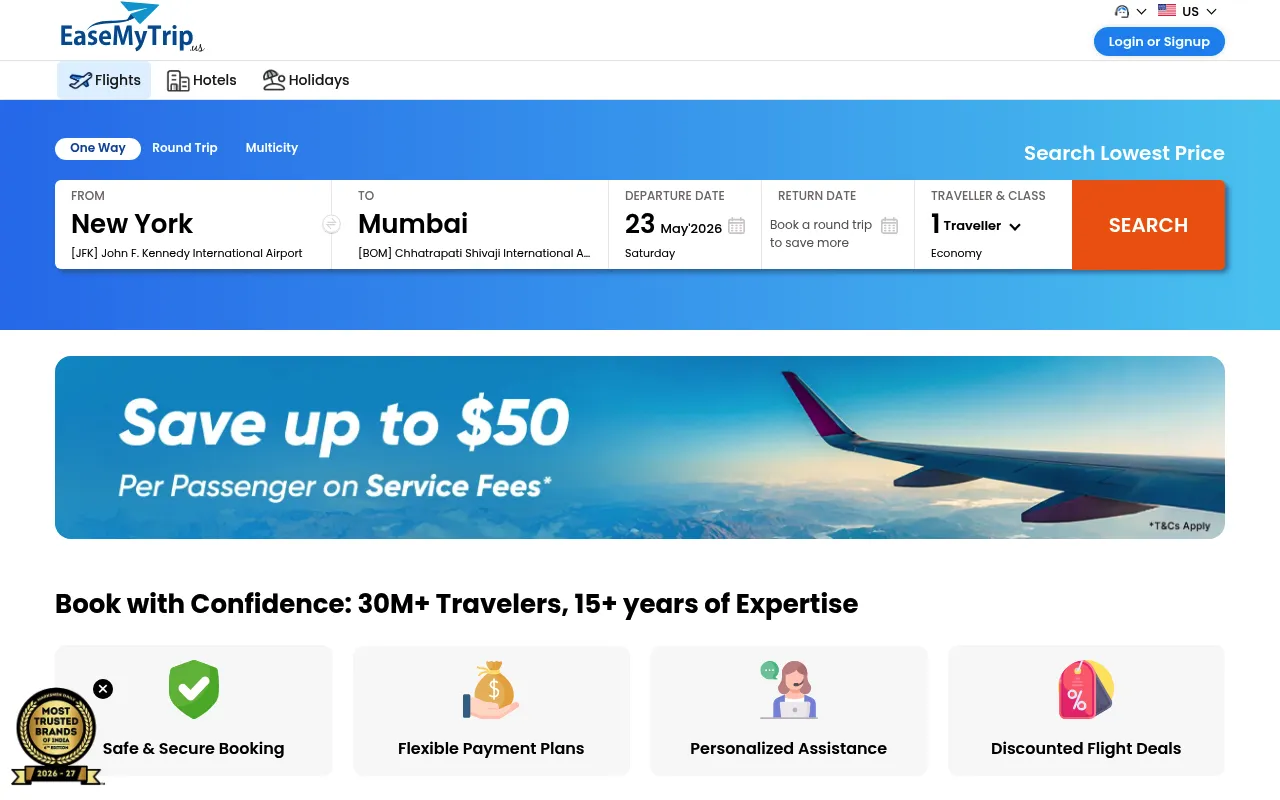 EaseMyTrip screenshot