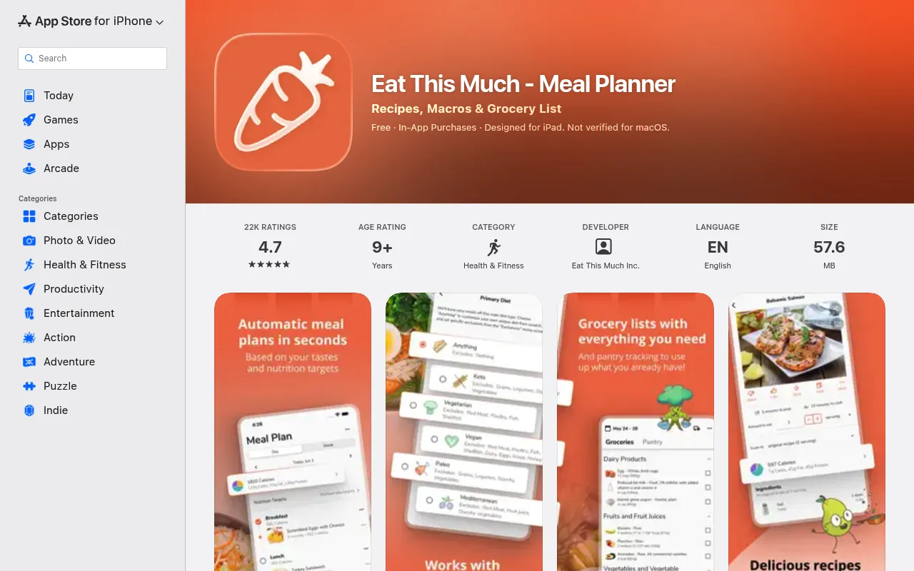 Eat This Much - Meal Planner screenshot