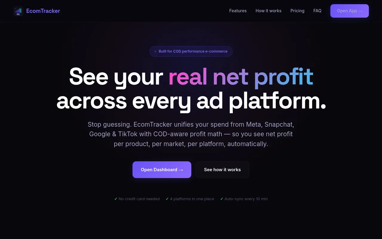 EcomTracker screenshot