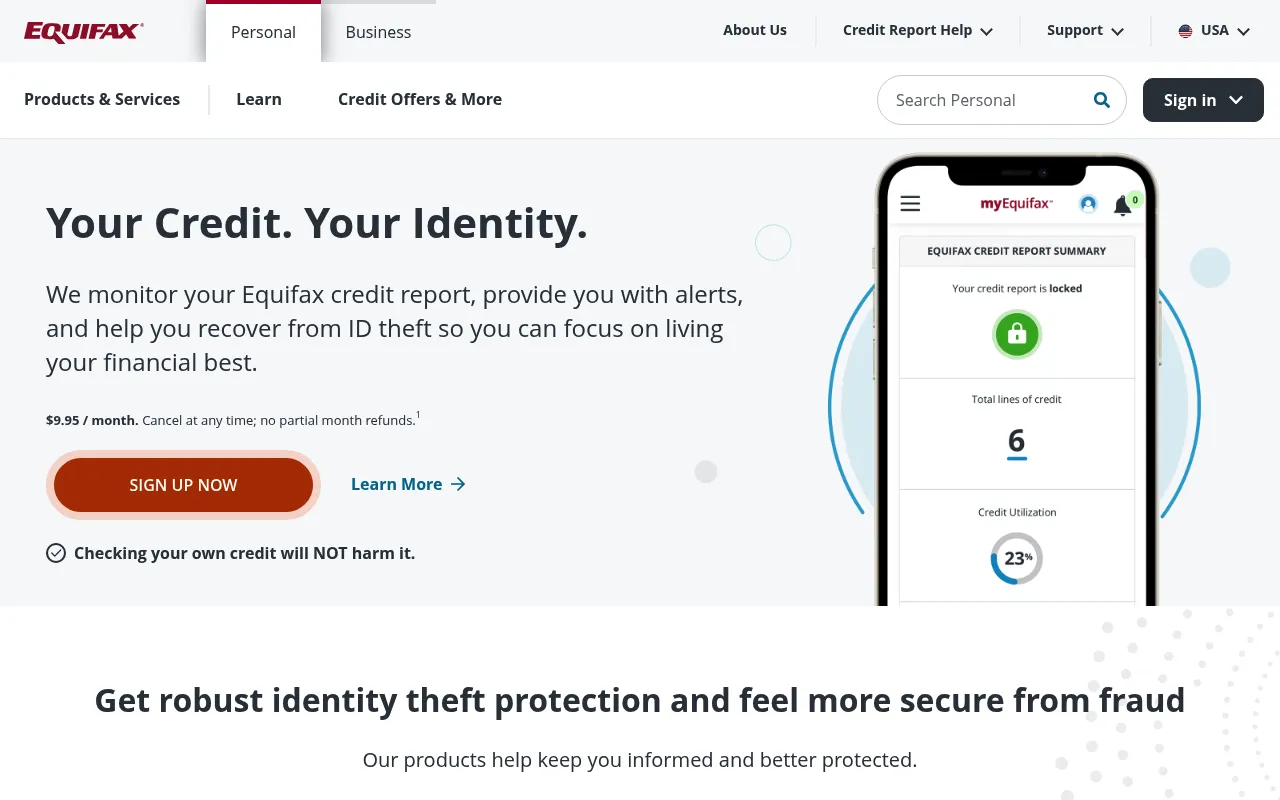 Equifax screenshot