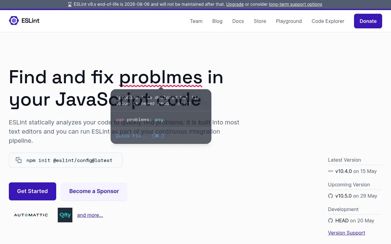 ESLint screenshot