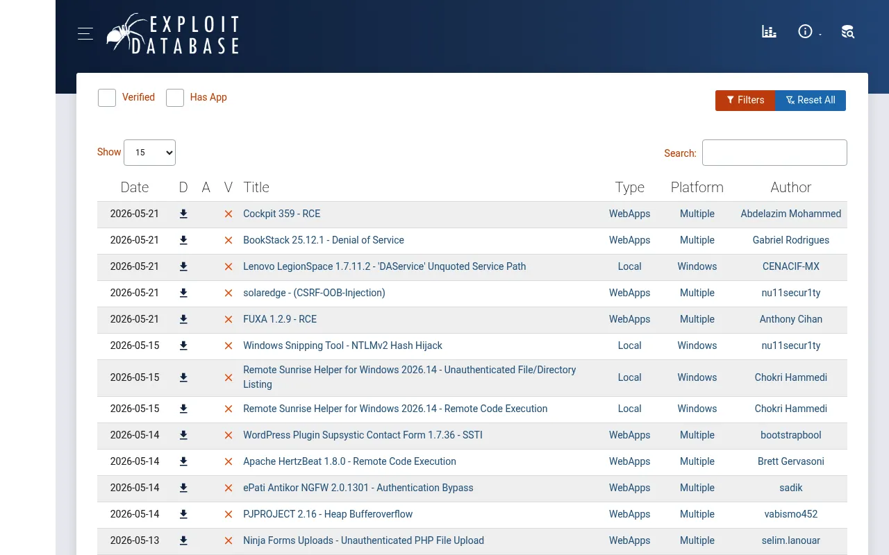 Exploit Database screenshot