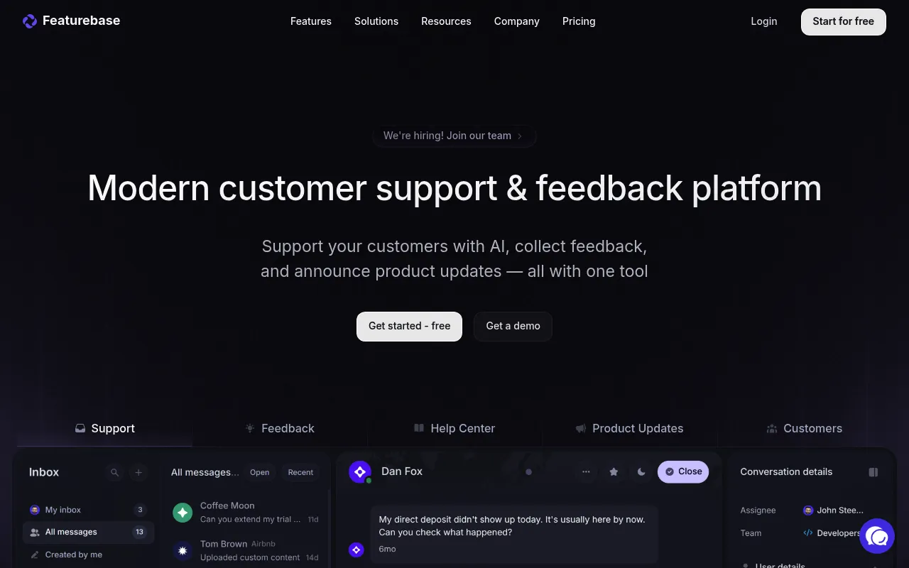 Featurebase screenshot