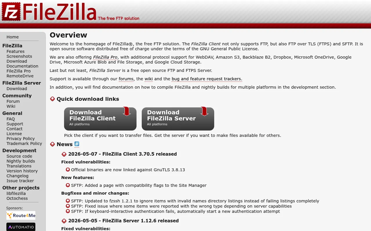 FileZilla screenshot