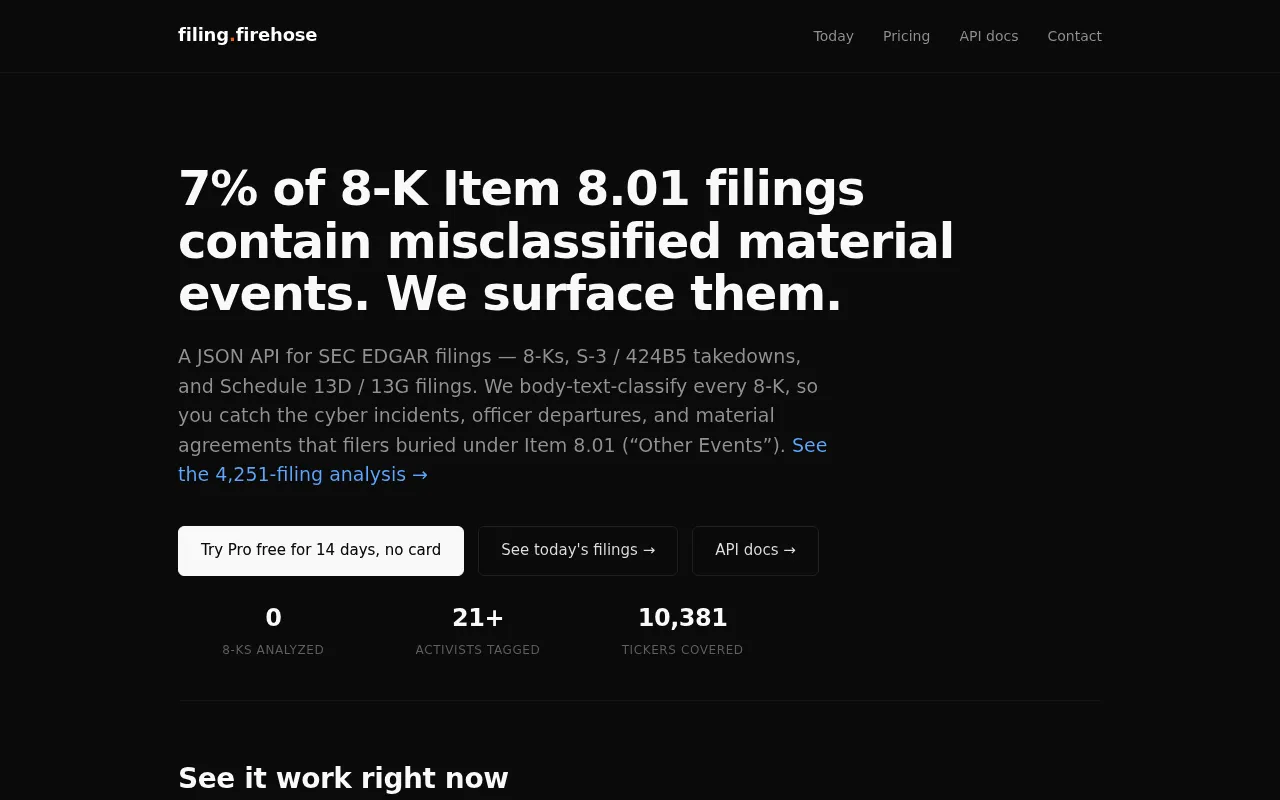 FilingFirehose screenshot