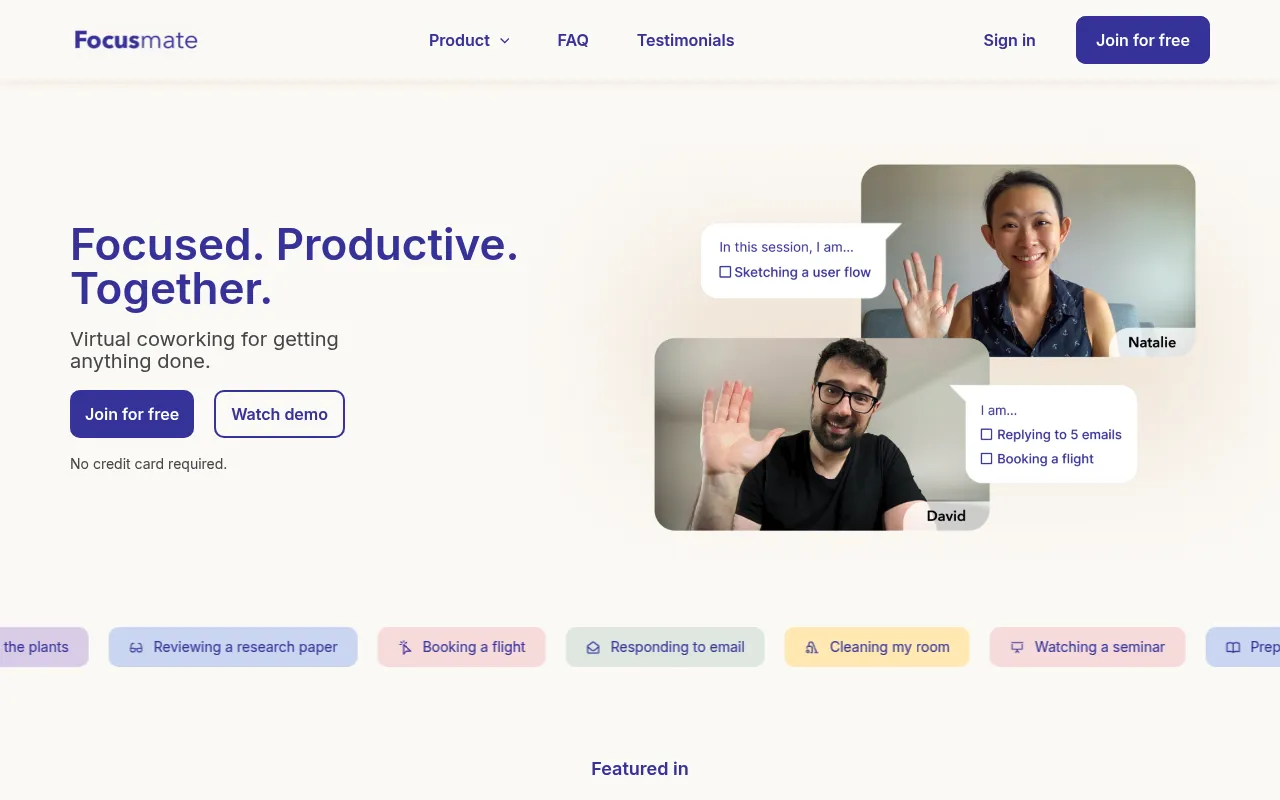 Focusmate screenshot