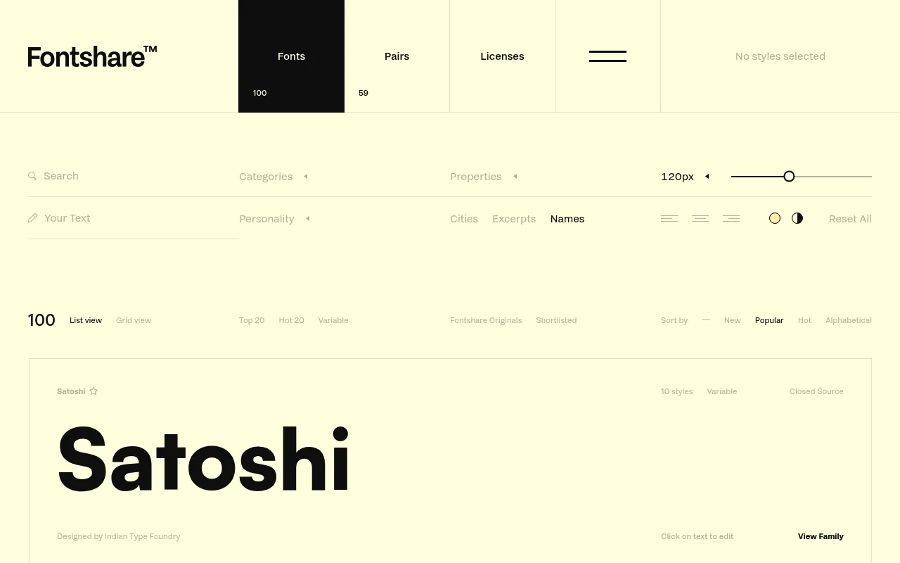 Fontshare screenshot