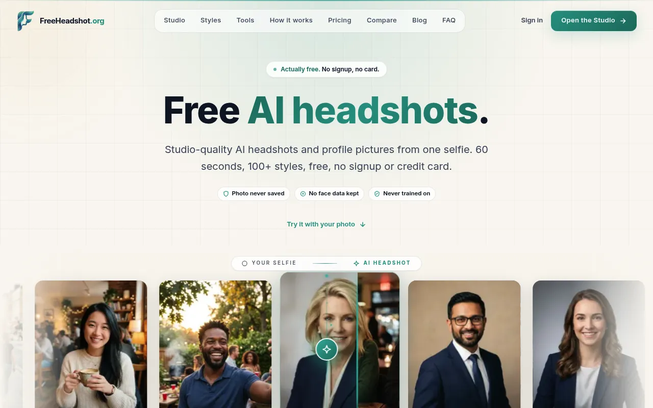 FreeHeadshot screenshot