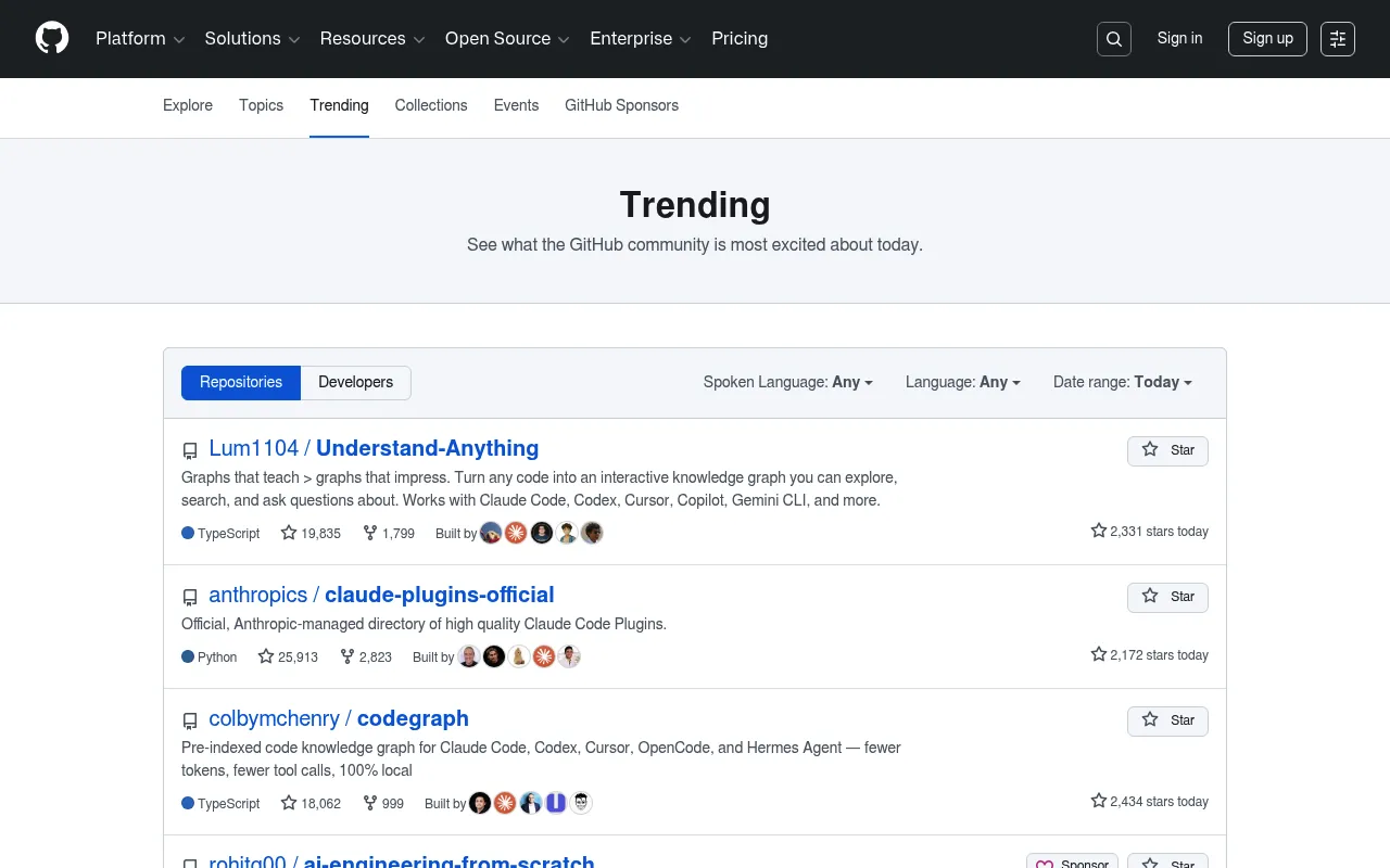 GitHub Trending screenshot