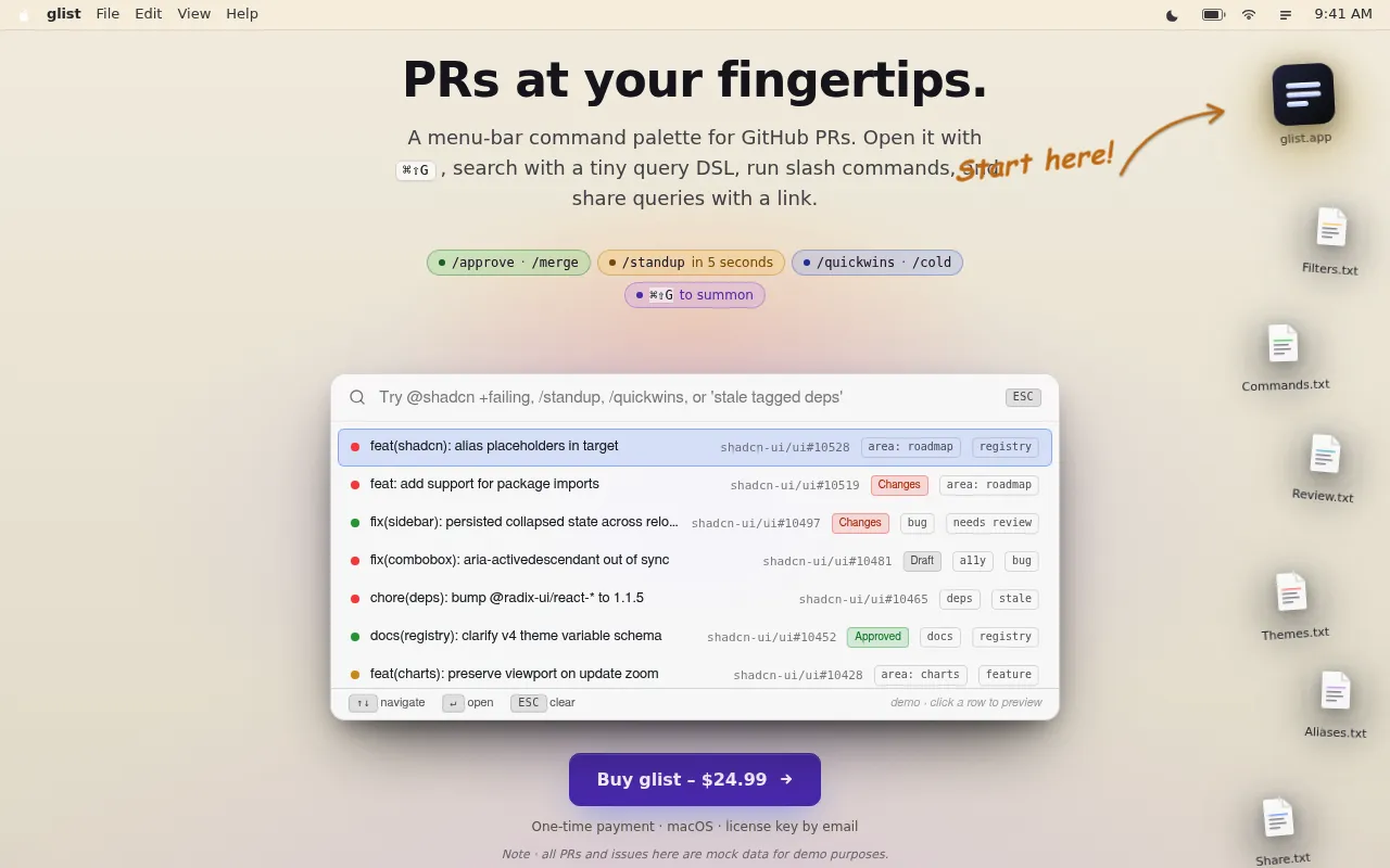 glist screenshot