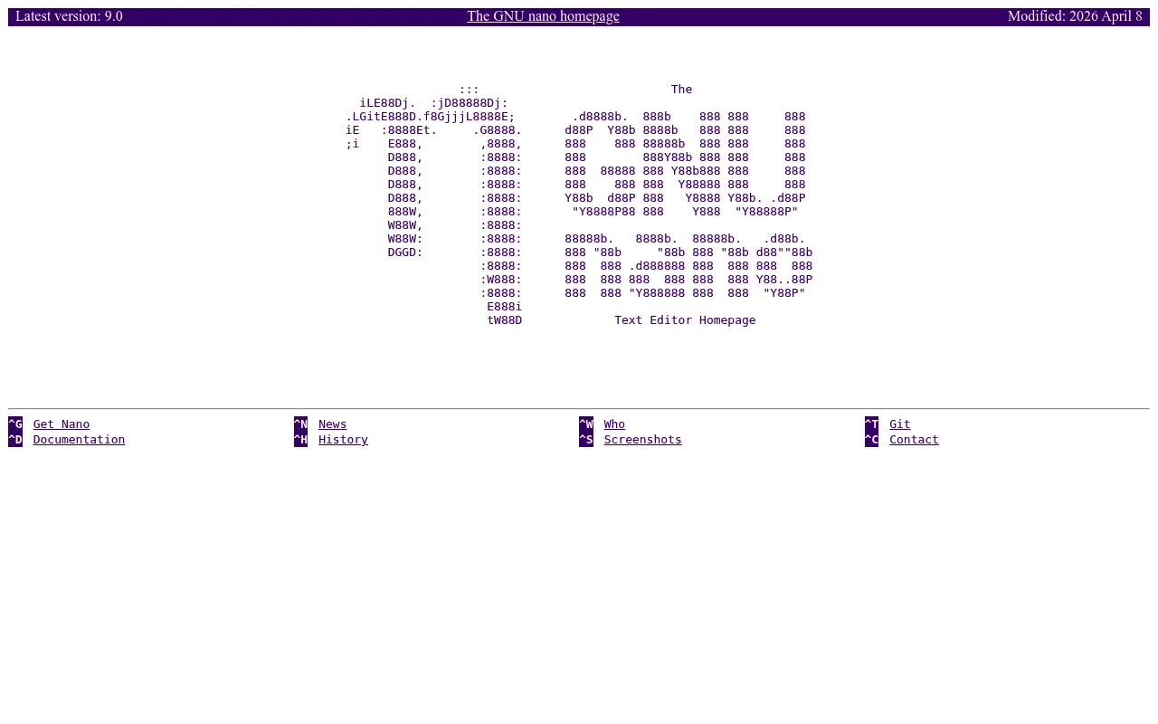 GNU nano screenshot
